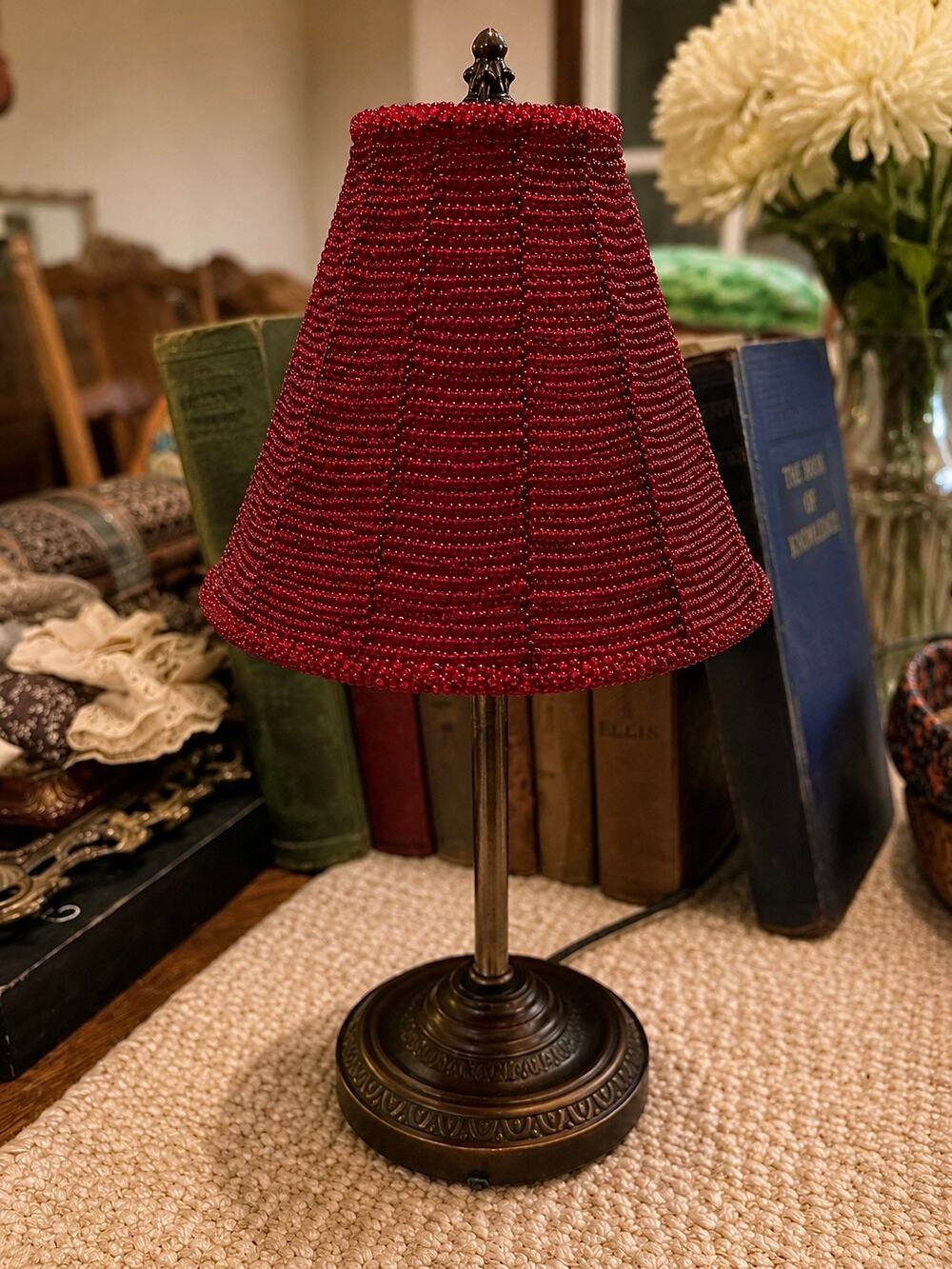 Metal Lamp With Beaded Shade